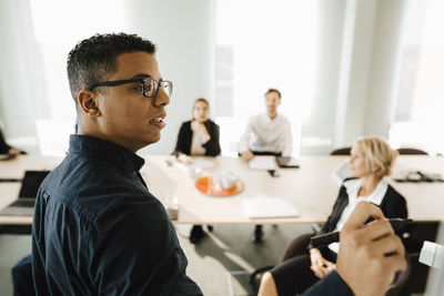 Man having presentation during business meeting