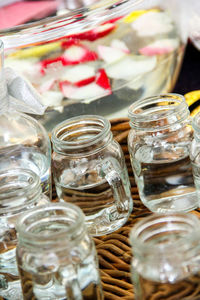 Close-up of glass jar on table