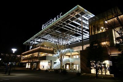 Low angle view of illuminated built structure