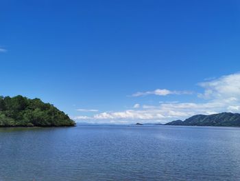 Scenic view of sea against blue sky