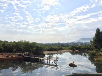 Scenic view of lake against sky