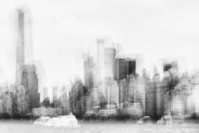 Panoramic view of city in fog