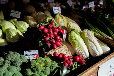 Vegetables for sale in market