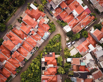 High angle view of residential buildings