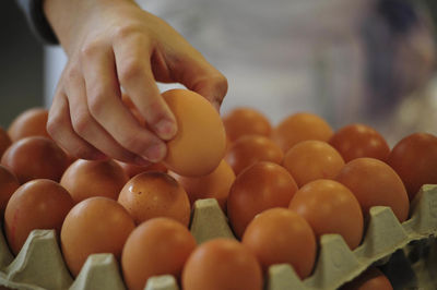 Storage and packaging of eggs, taking an egg from the egg carton