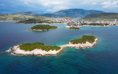 High angle view of sea against sky