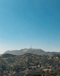 View of mountain against blue sky