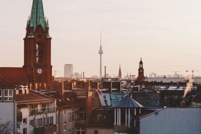 View of clock tower in city