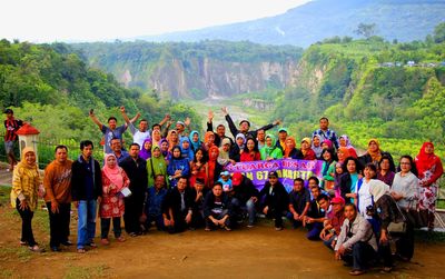 Tourists on mountain