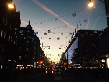 Illuminated street light at night