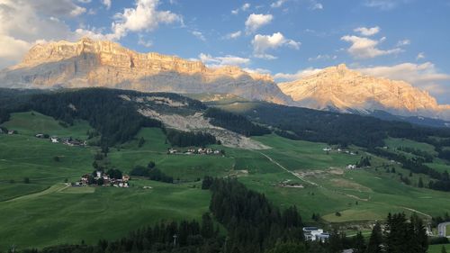 Panoramic view of landscape and mountains against sky