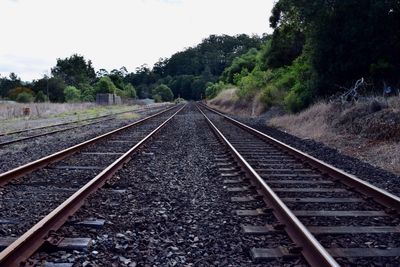 Railroad tracks on railroad track