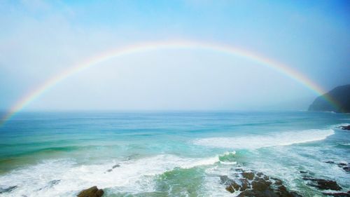 Scenic view of sea against cloudy sky
