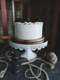 Close-up of coffee cup on table