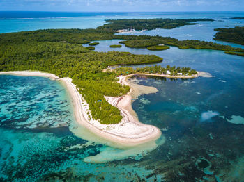 Aerial view of sea and island