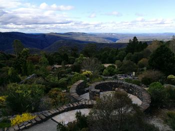 High angle view of mountain range