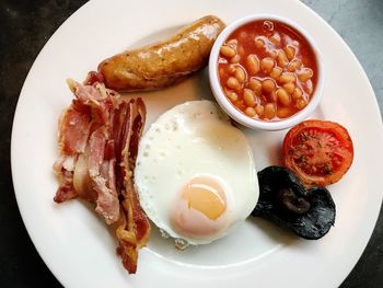 High angle view of breakfast on plate