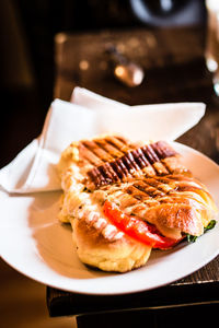 Close-up of sandwich on table