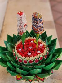 Directly above shot of pineapple on table