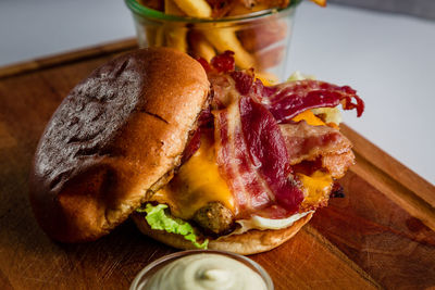 High angle view of breakfast on table