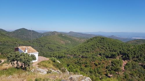 Scenic view of mountains against clear sky