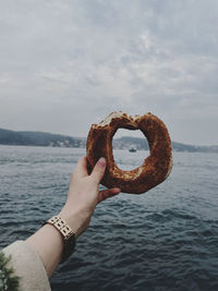 Cropped hand of person holding seashell