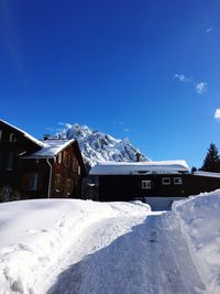 Scenic view of snow covered mountains