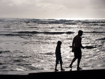 High angle view of people on beach
