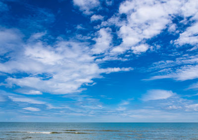 Clouds in the bright blue sky over the sea