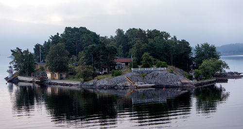 Scenic view of lake against sky