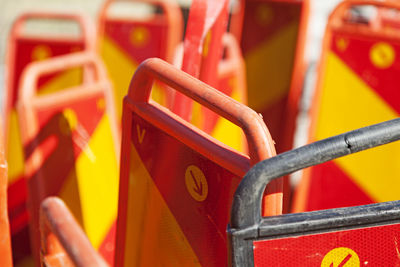 Close-up of empty seats