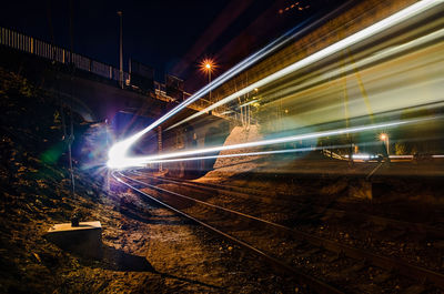 Long exposure of illuminated train at night