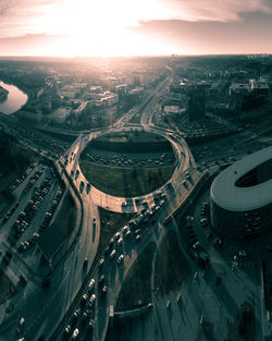 High angle view of elevated road in city