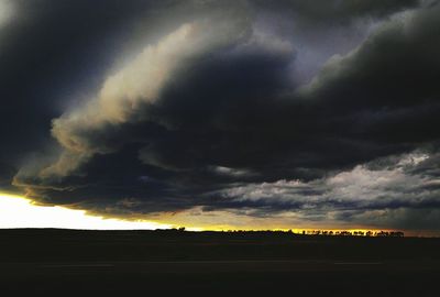 Scenic view of landscape against cloudy sky