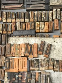 Close-up of text on wood