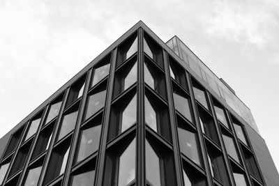 Low angle view of modern building against sky