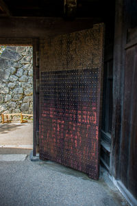 Closed door of old building