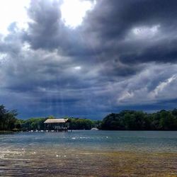 Scenic view of sea against cloudy sky