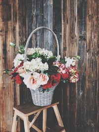 Close-up of flower pot on wooden table