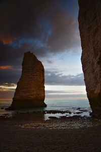 View of cliffs at sunset