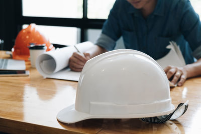 Man working on table