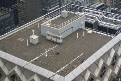 High angle view of buildings in city