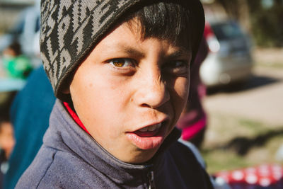 Close-up portrait of teenage boy