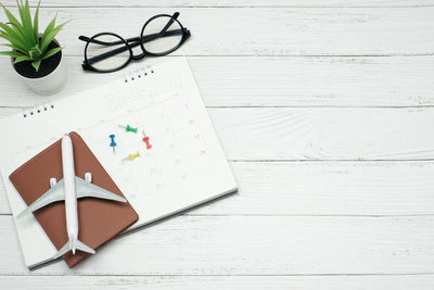 High angle view of pen on table