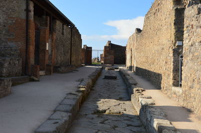 Empty alley amidst buildings in city