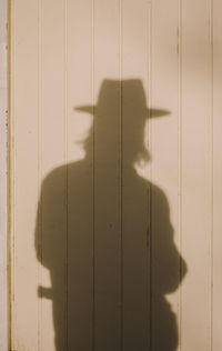 Shadow of man on wooden surface