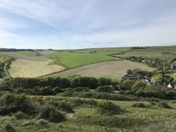 Scenic view of land against sky