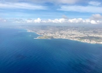 Aerial view of sea against sky