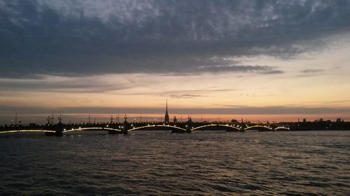 Scenic view of sea at sunset