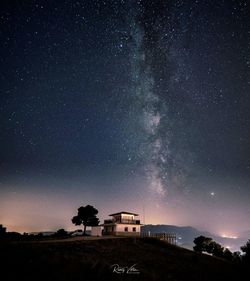 Scenic view of star field against sky at night